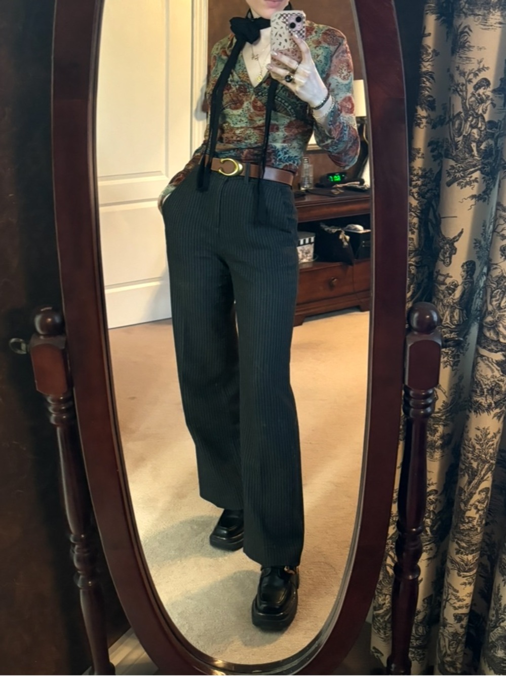 Adriano GoldSchmed, Charcoal Tailored Pinstripe Wide-Leg Pants